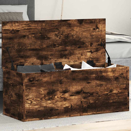 vidaXL Storage Box Smoked Oak 90x35x35 cm Engineered Wood