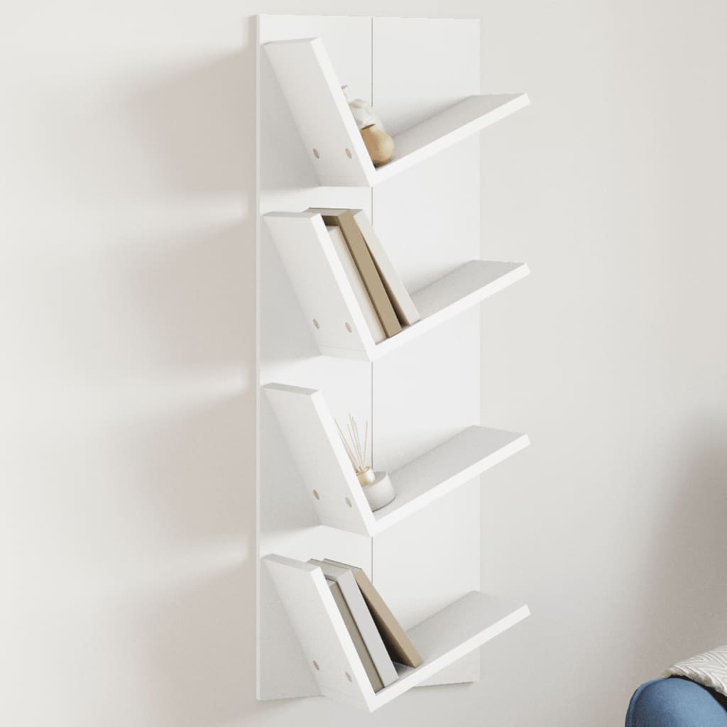 vidaXL Wall Bookshelf 4-Tier White 33x16x90 cm