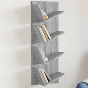 vidaXL Wall Bookshelf 4-Tier Grey Sonoma 33x16x90 cm