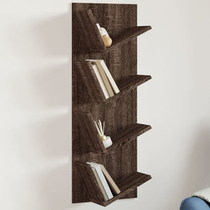 vidaXL Wall Bookshelf 4-Tier Brown Oak 33x16x90 cm