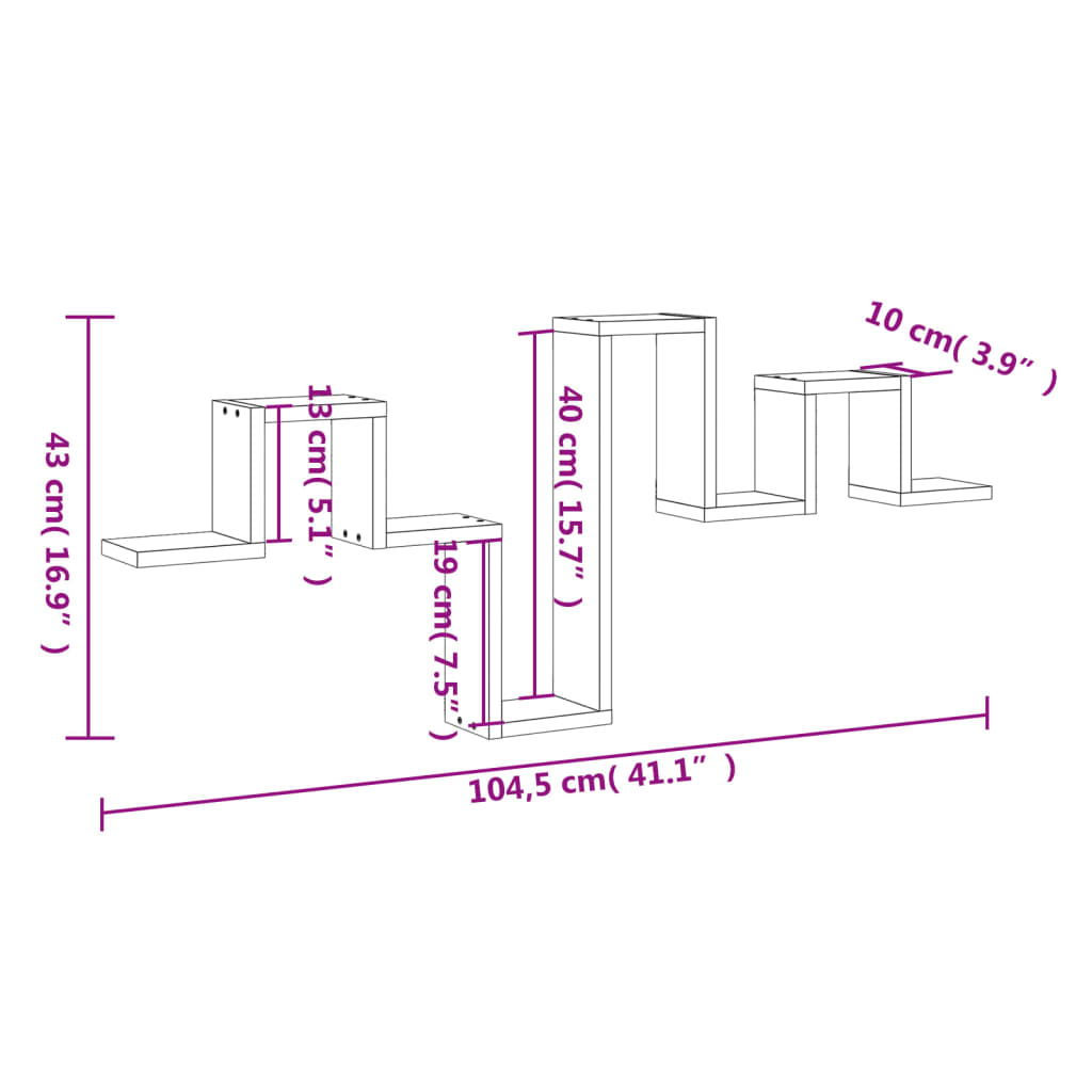 vidaXL Wall Shelf White 104.5x10x43 cm Engineered Wood