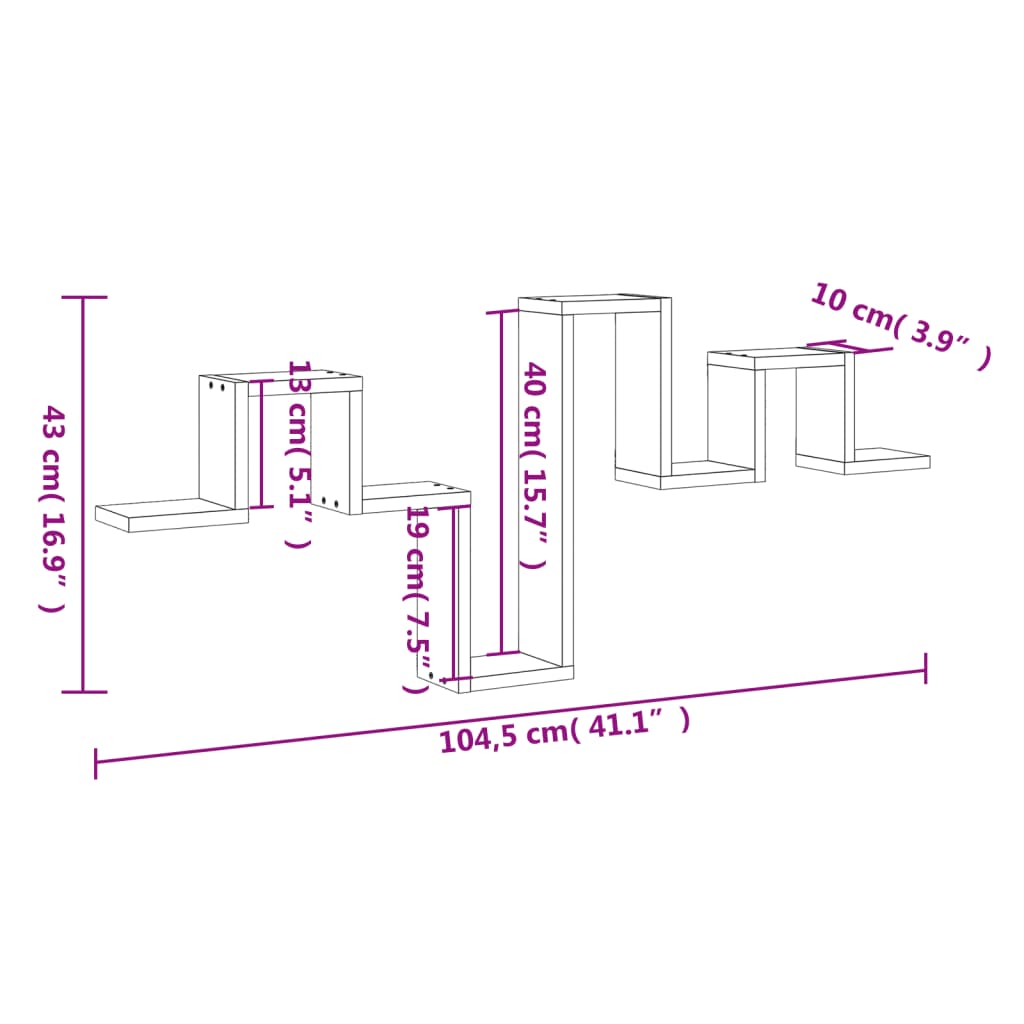 vidaXL Wall Shelf Grey Sonoma 104.5x10x43 cm Engineered Wood