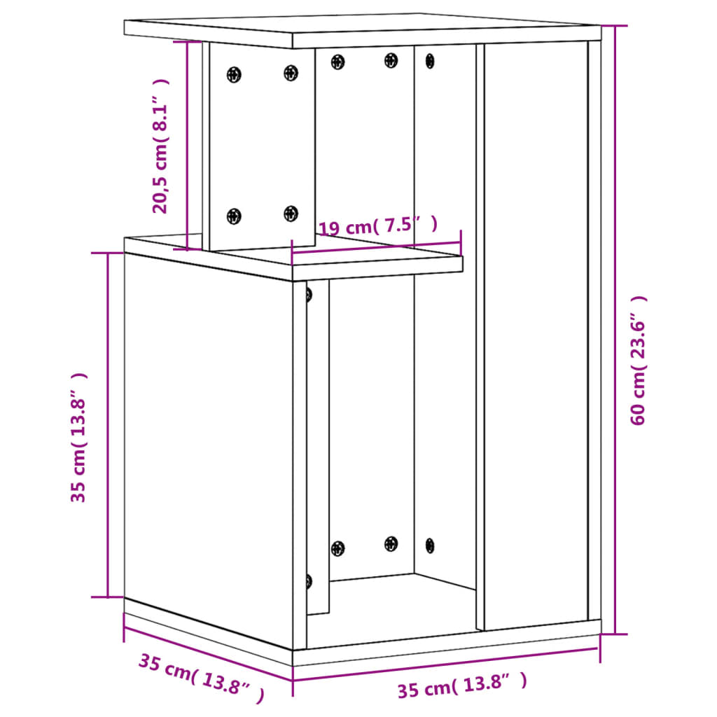 vidaXL Side Table Sonoma Oak 35x35x60 cm Engineered Wood