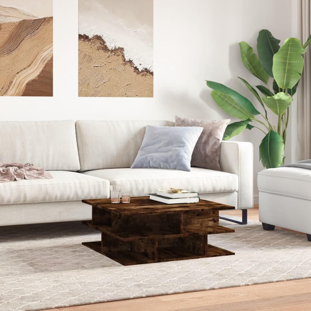 vidaXL Coffee Table Smoked Oak 70x70x29 cm Engineered Wood