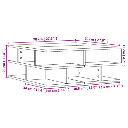 vidaXL Coffee Table Smoked Oak 70x70x29 cm Engineered Wood