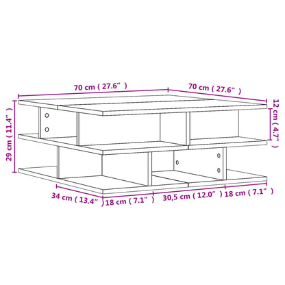 vidaXL Coffee Table Grey Sonoma 70x70x29 cm Engineered Wood