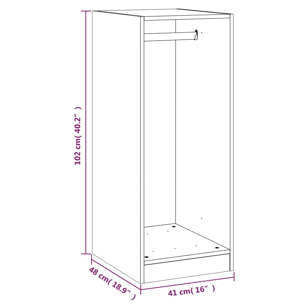 vidaXL Wardrobe Sonoma Oak 48x41x102 cm Engineered Wood