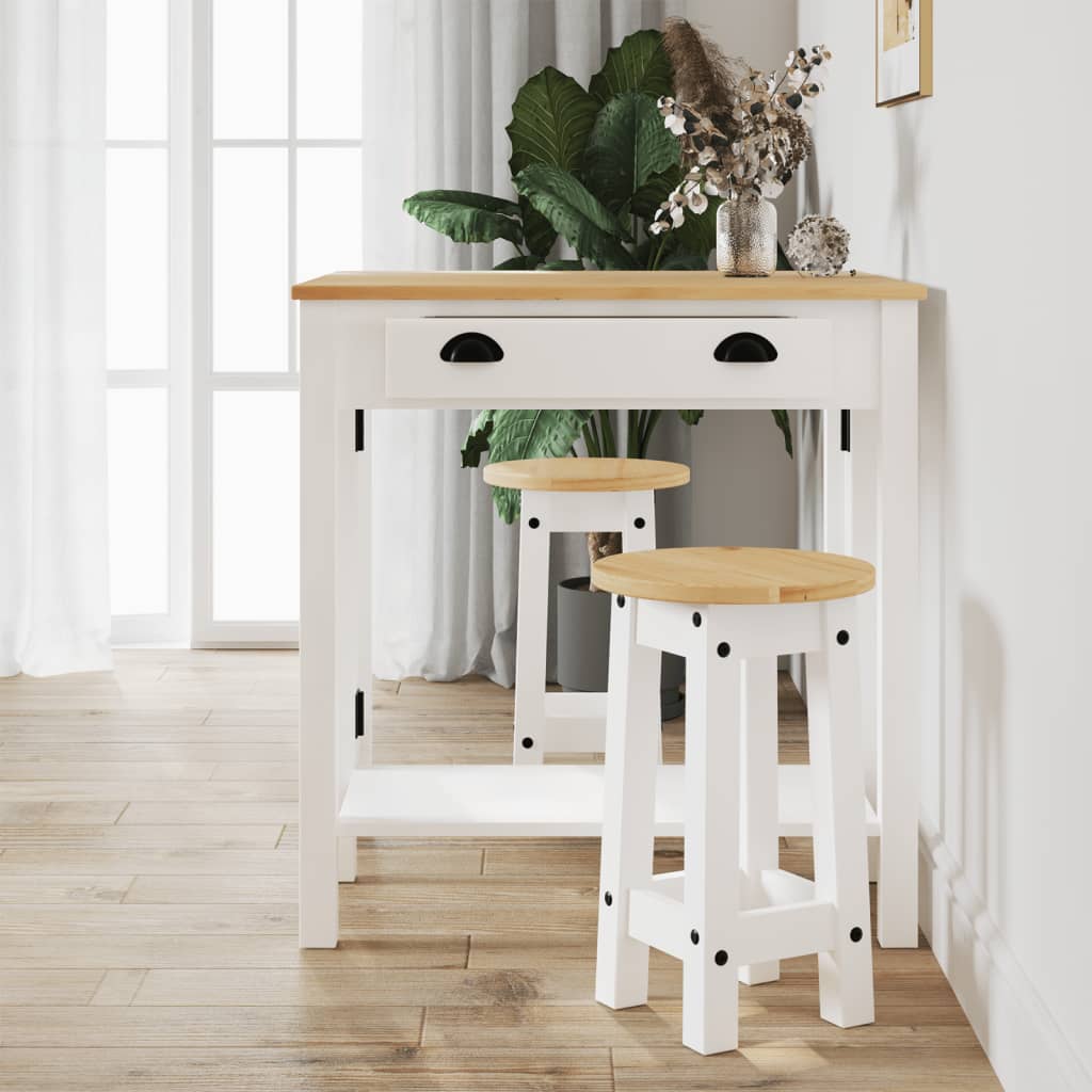 vidaXL 3 Piece Bar Set White Solid Wood Pine
