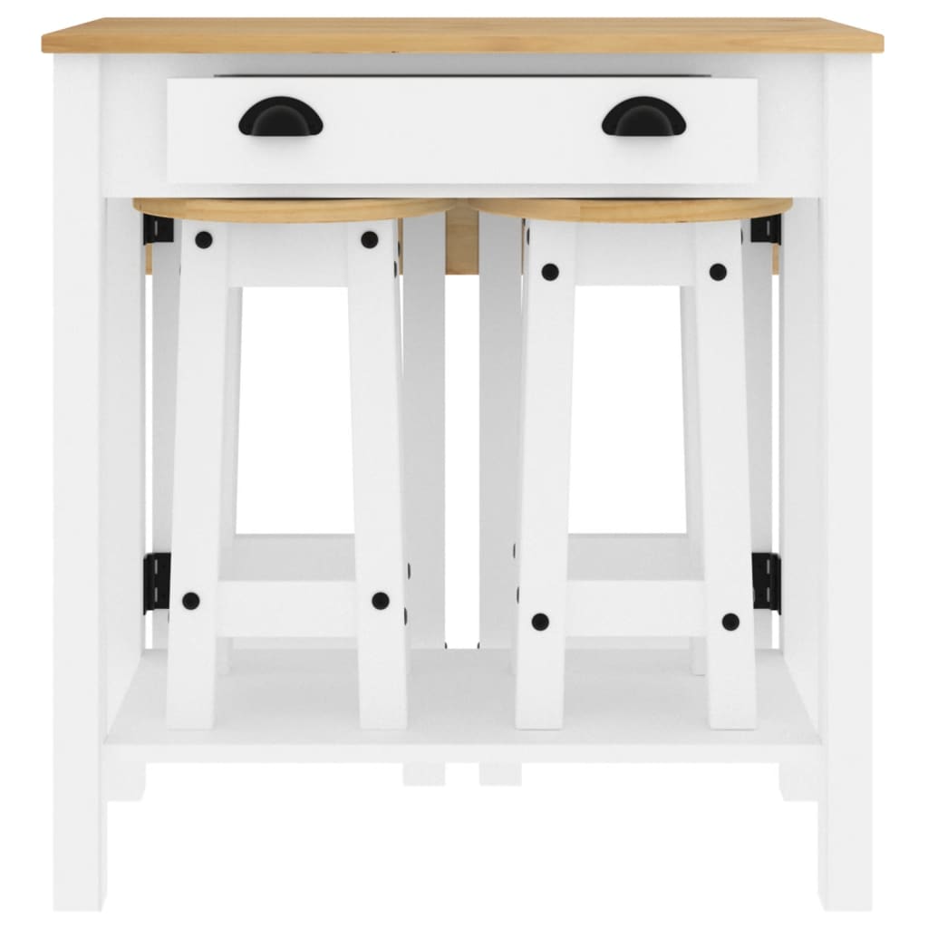 vidaXL 3 Piece Bar Set White Solid Wood Pine