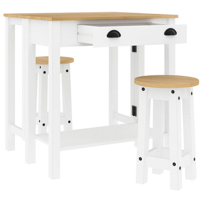vidaXL 3 Piece Bar Set White Solid Wood Pine