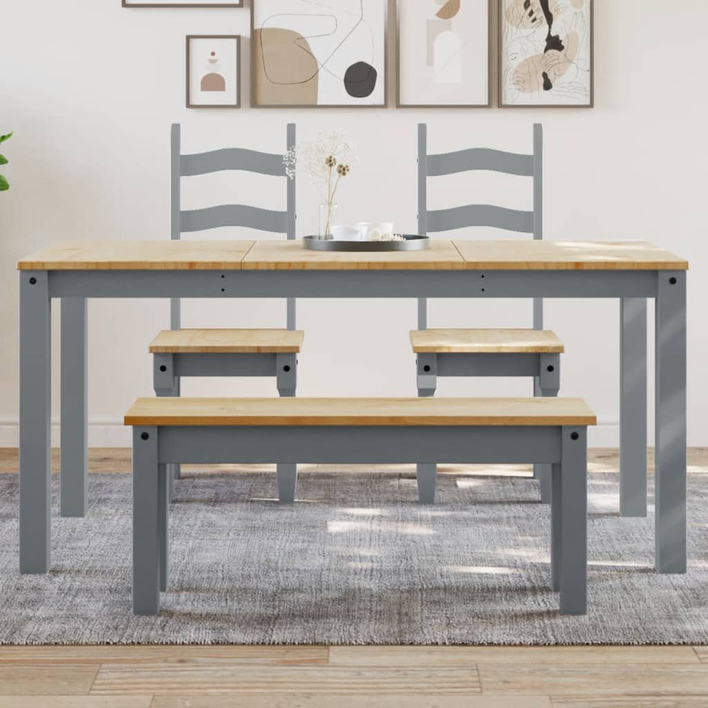 vidaXL Dining Table PANAMA Grey 160x80x75 cm Solid Wood Pine