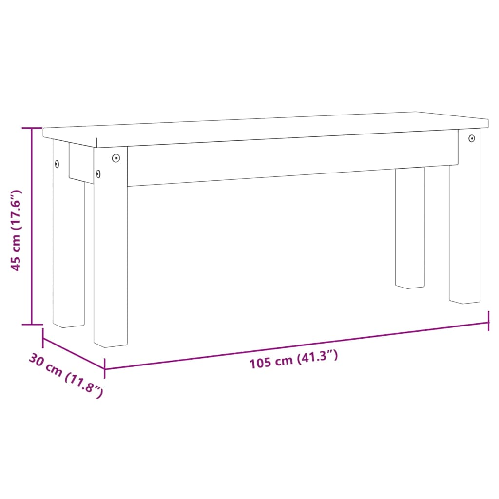 vidaXL Dining Bench PANAMA 105x30x45 cm Solid Wood Pine