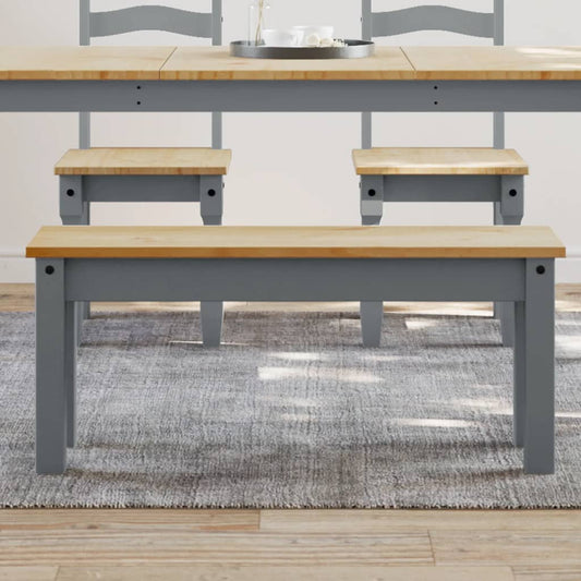 vidaXL Dining Bench PANAMA Grey 105x30x45 cm Solid Wood Pine