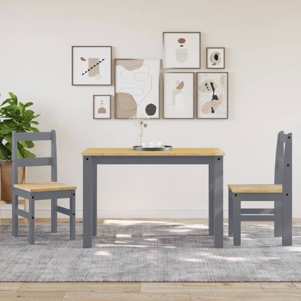 vidaXL Dining Chairs 2 pcs PANAMA Grey 40x46x90 cm Solid Wood Pine