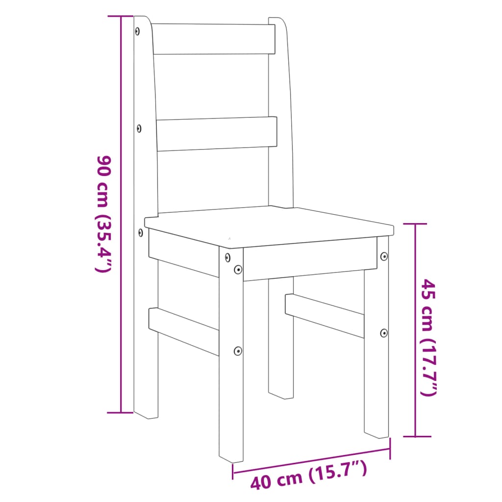 vidaXL Dining Chairs 2 pcs PANAMA Grey 40x46x90 cm Solid Wood Pine