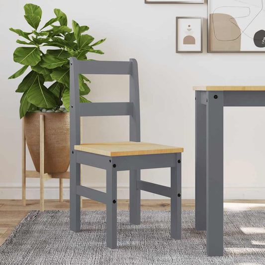 vidaXL Dining Chairs 2 pcs "PANAMA" Grey 40x46x90 cm Solid Wood Pine