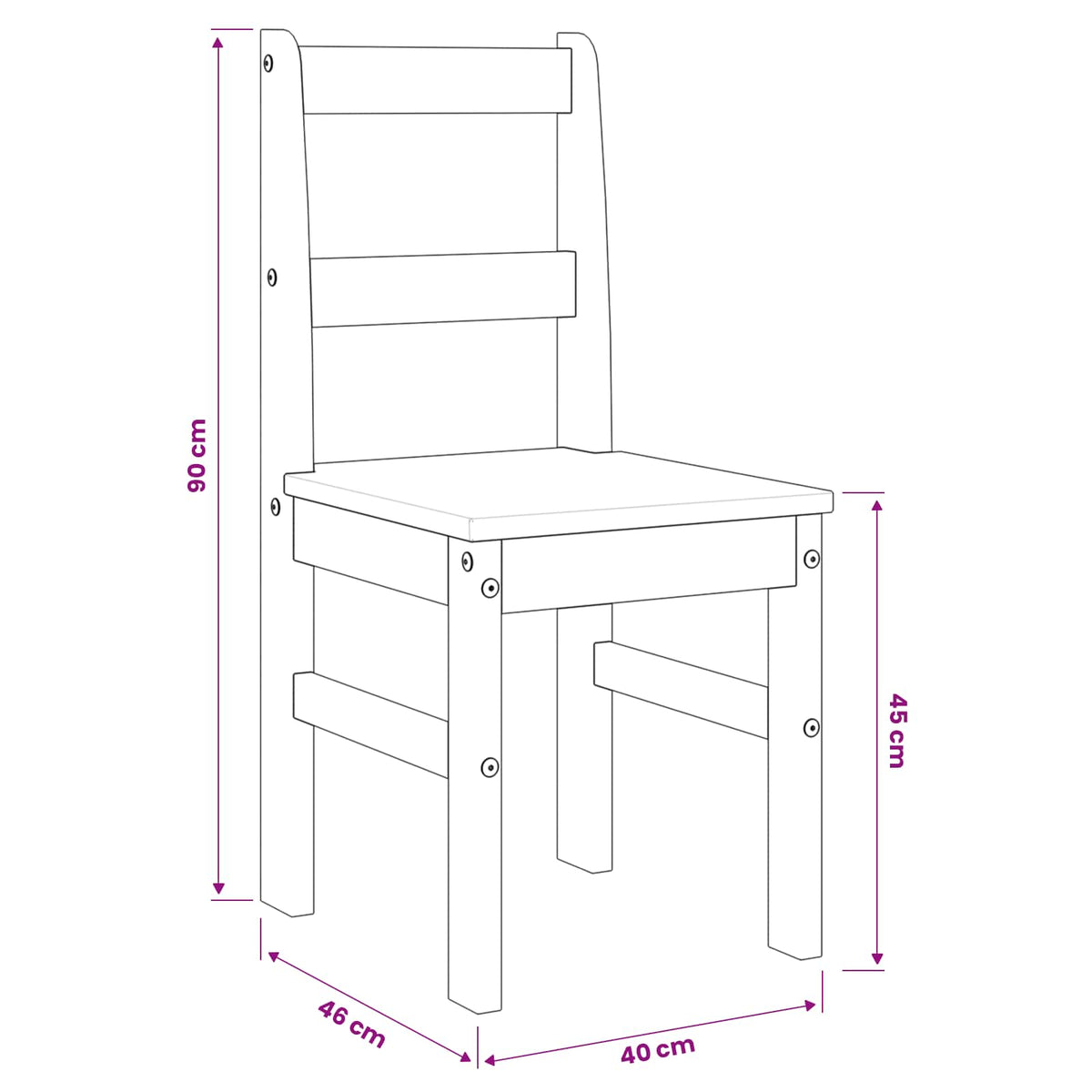 vidaXL Dining Chairs 2 pcs "PANAMA" Grey 40x46x90 cm Solid Wood Pine