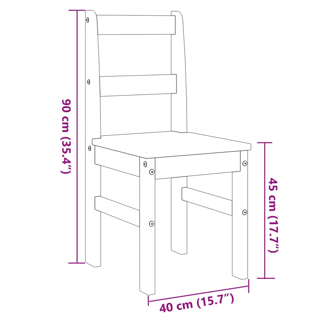 vidaXL Dining Chairs 2 pcs PANAMA White 40x46x90 cm Solid Wood Pine