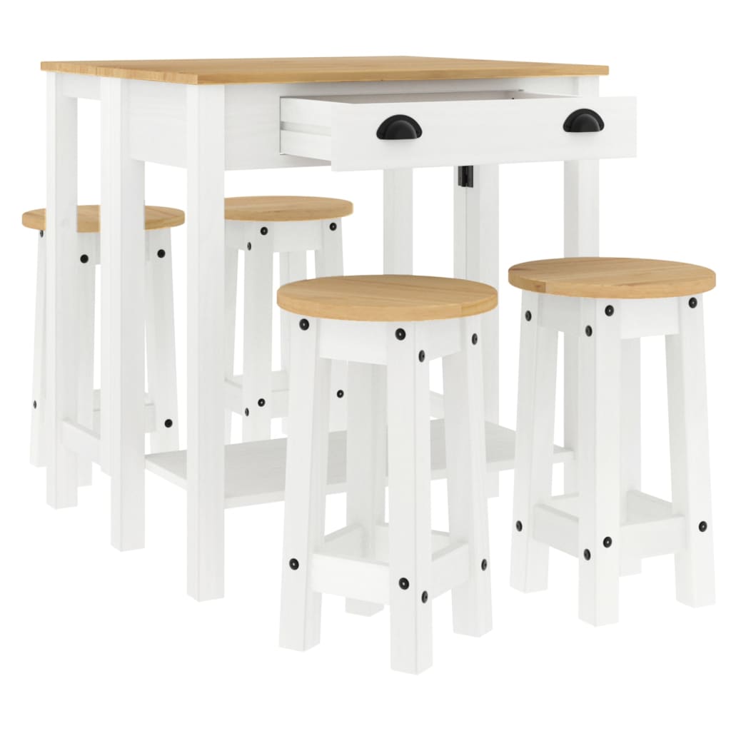 vidaXL 5 Piece Bar Set White Solid Wood Pine
