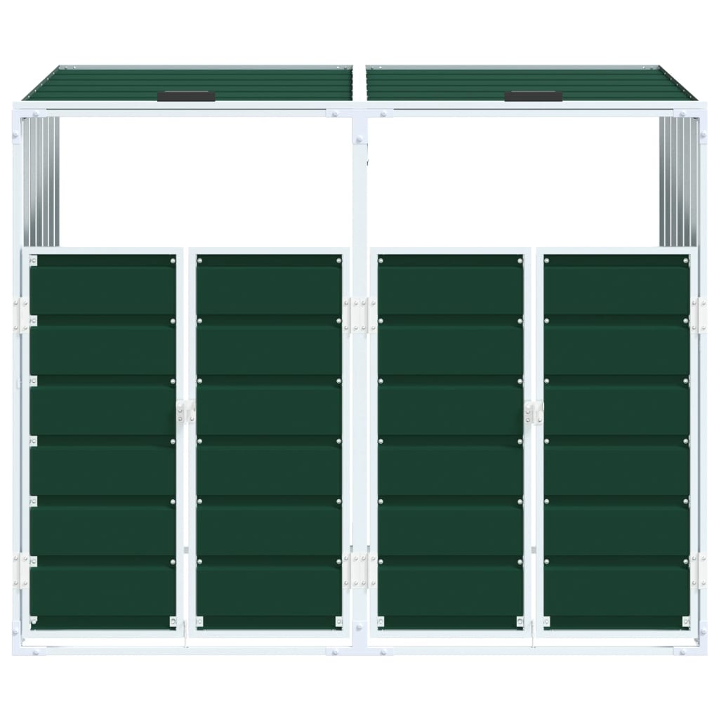 vidaXL Wheelie Bin Storage for Double Bins Green 144x81x113 cm Steel