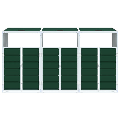 vidaXL Wheelie Bin Storage for Triple Bins Green 216x81x115 cm Steel