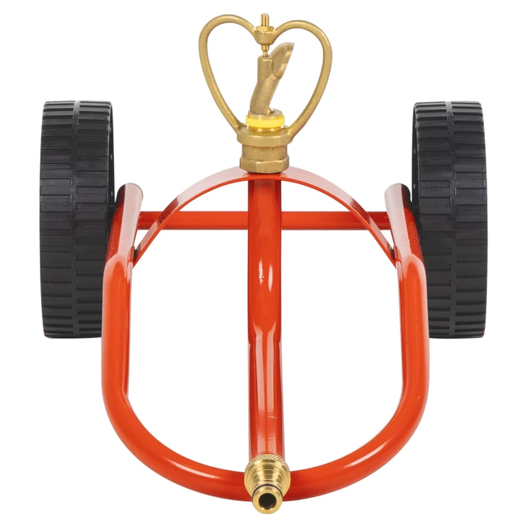 vidaXL Wheeled Sprinkler Sled with Rotatable Head Red Steel