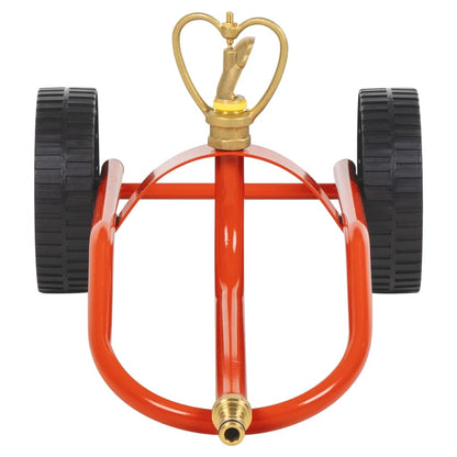vidaXL Wheeled Sprinkler Sled with Rotatable Head Red Steel