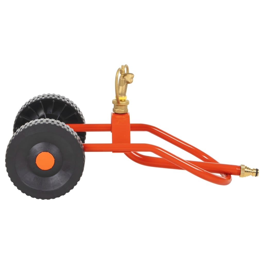 vidaXL Wheeled Sprinkler Sled with Rotatable Head Red Steel