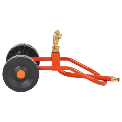 vidaXL Wheeled Sprinkler Sled with Rotatable Head Red Steel