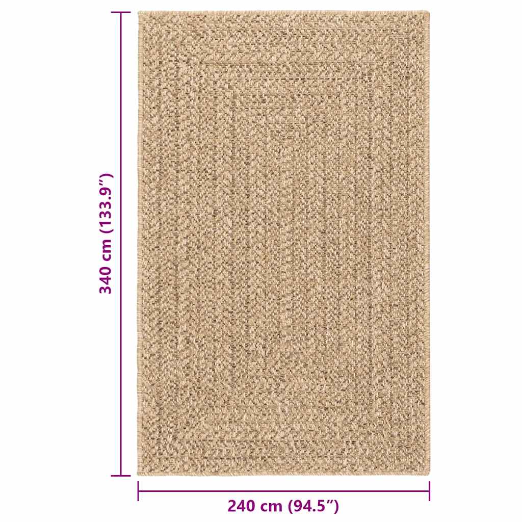 vidaXL Rug ZIZUR 240x340 cm Jute Look Indoor and Outdoor