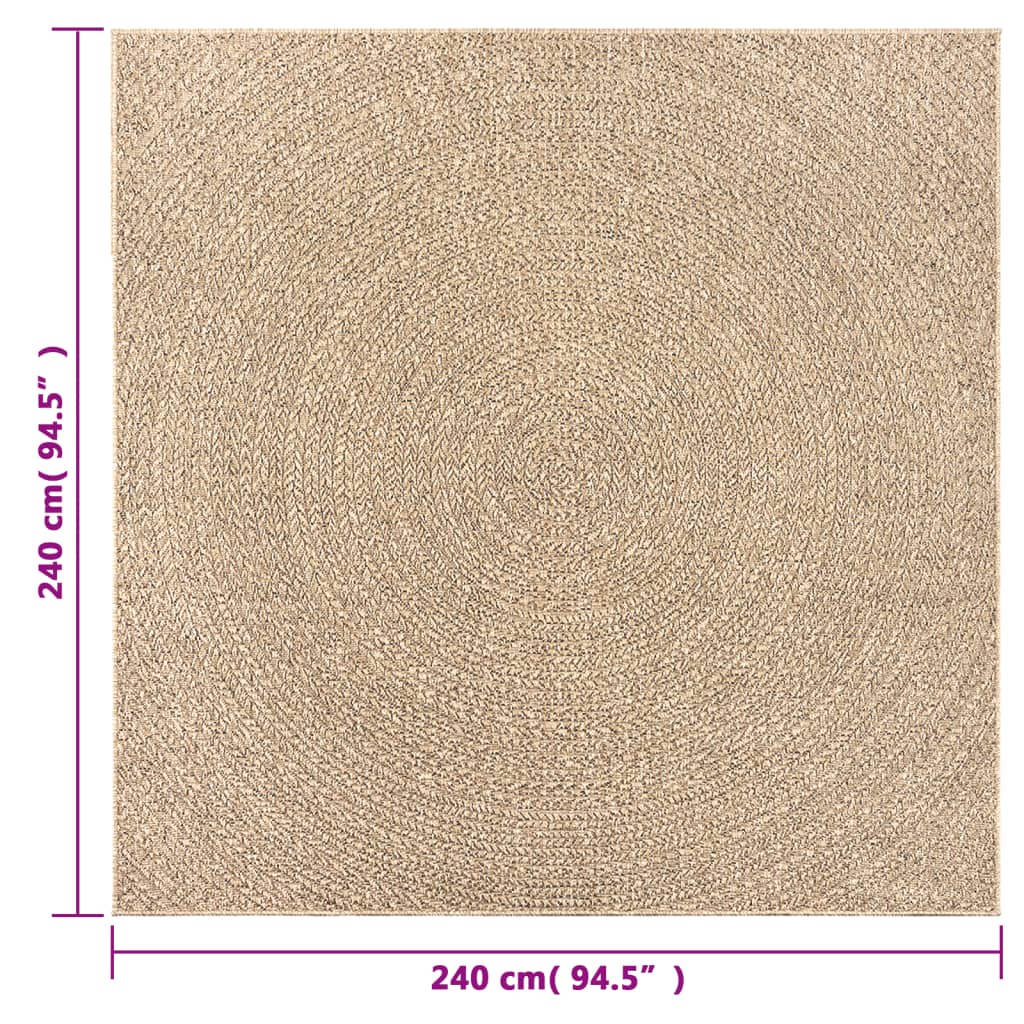 vidaXL Rug ZIZUR 240x240 cm Jute Look Indoor and Outdoor