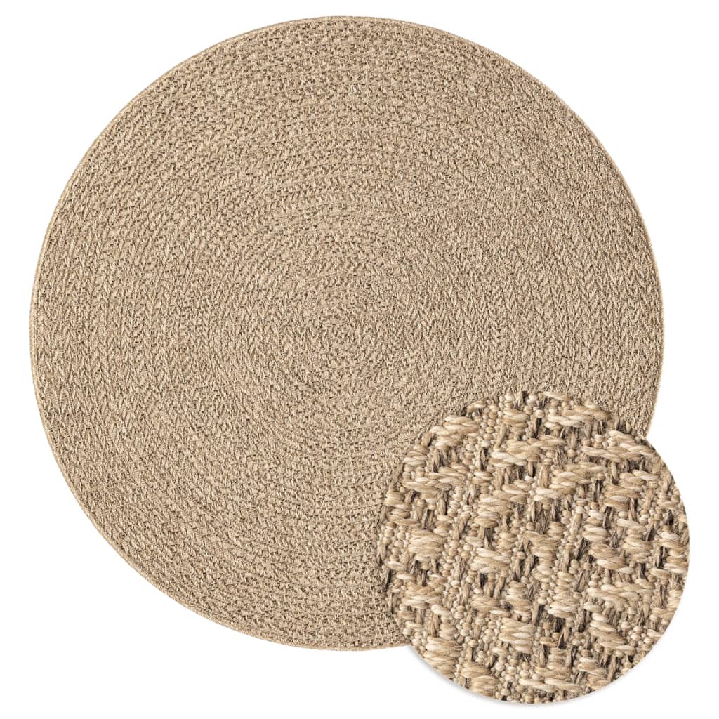 vidaXL Rug ZIZUR Ø 200 cm Jute Look Indoor and Outdoor