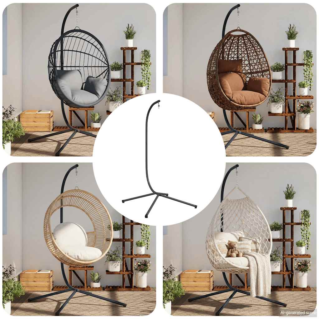 vidaXL Hanging Egg Chair Stand without Basket Anthracite Steel (Only Standing Base)