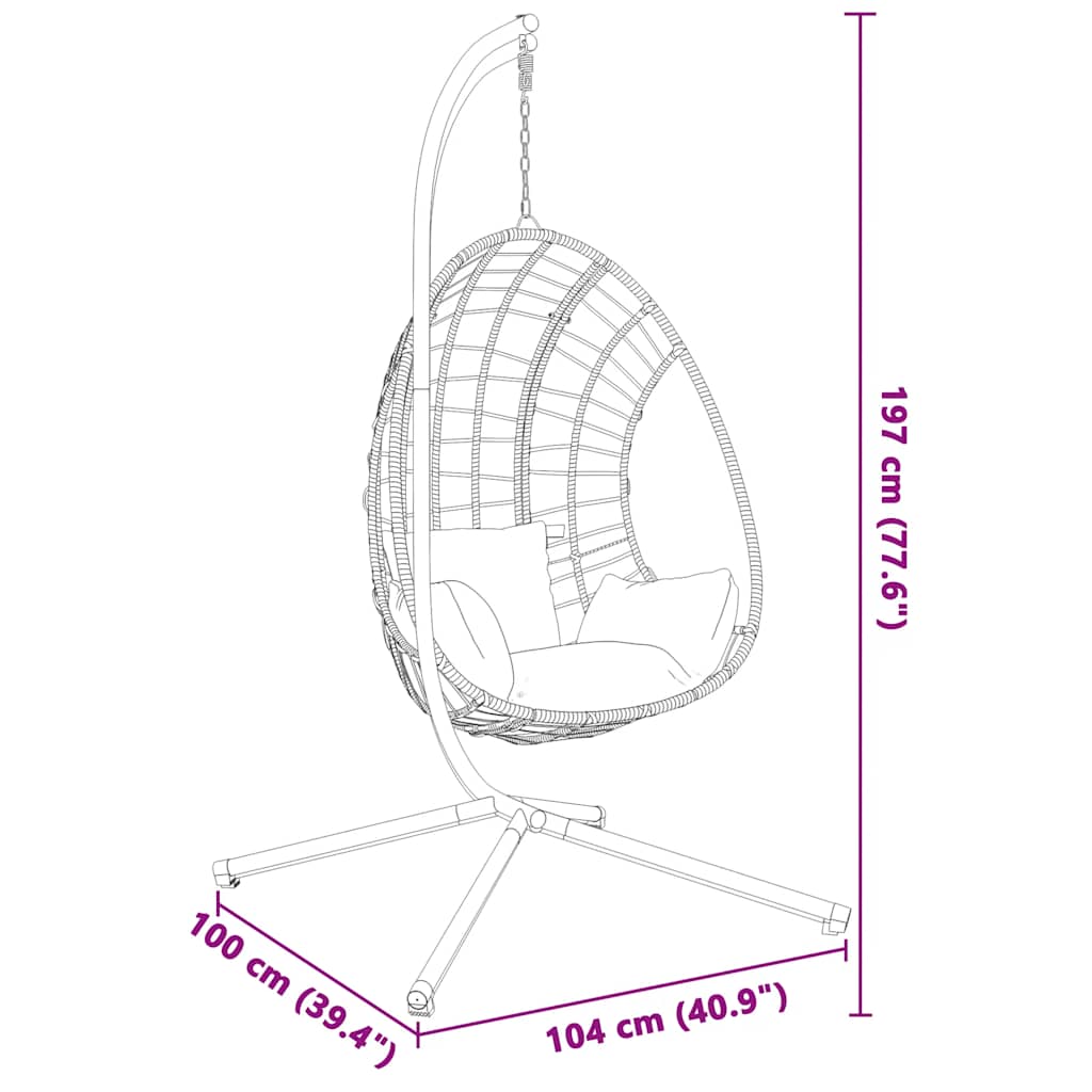 vidaXL Hanging Egg Chair Stand without Basket Anthracite Steel (Only Standing Base)