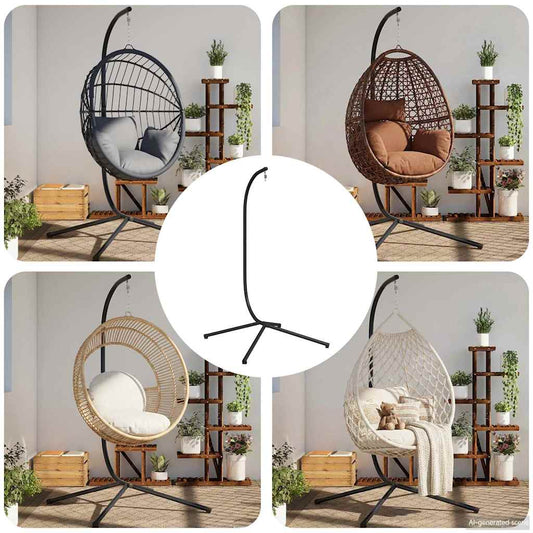 vidaXL Hanging Egg Chair Stand without Basket Black Steel