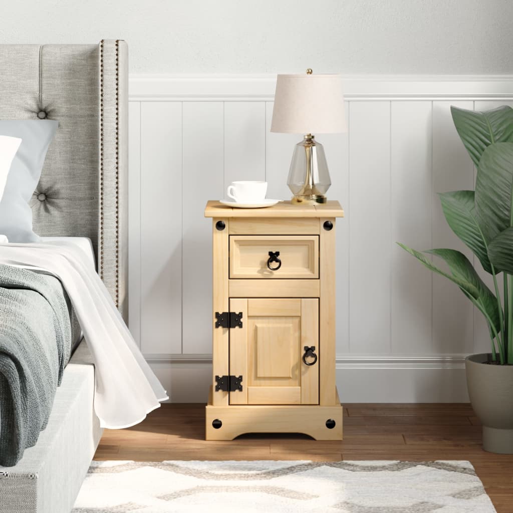 vidaXL Bedside Cabinet "Corona" 35x32,5x58 cm Solid Wood Pine