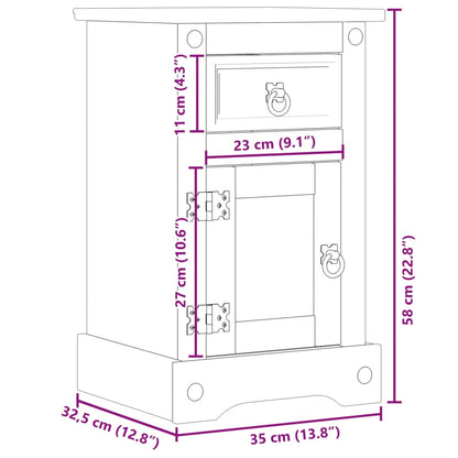vidaXL Bedside Cabinet "Corona" 35x32,5x58 cm Solid Wood Pine