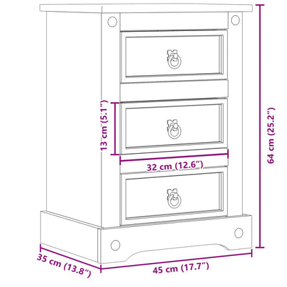vidaXL Bedside Cabinet Corona 45x35x64 cm Solid Wood Pine