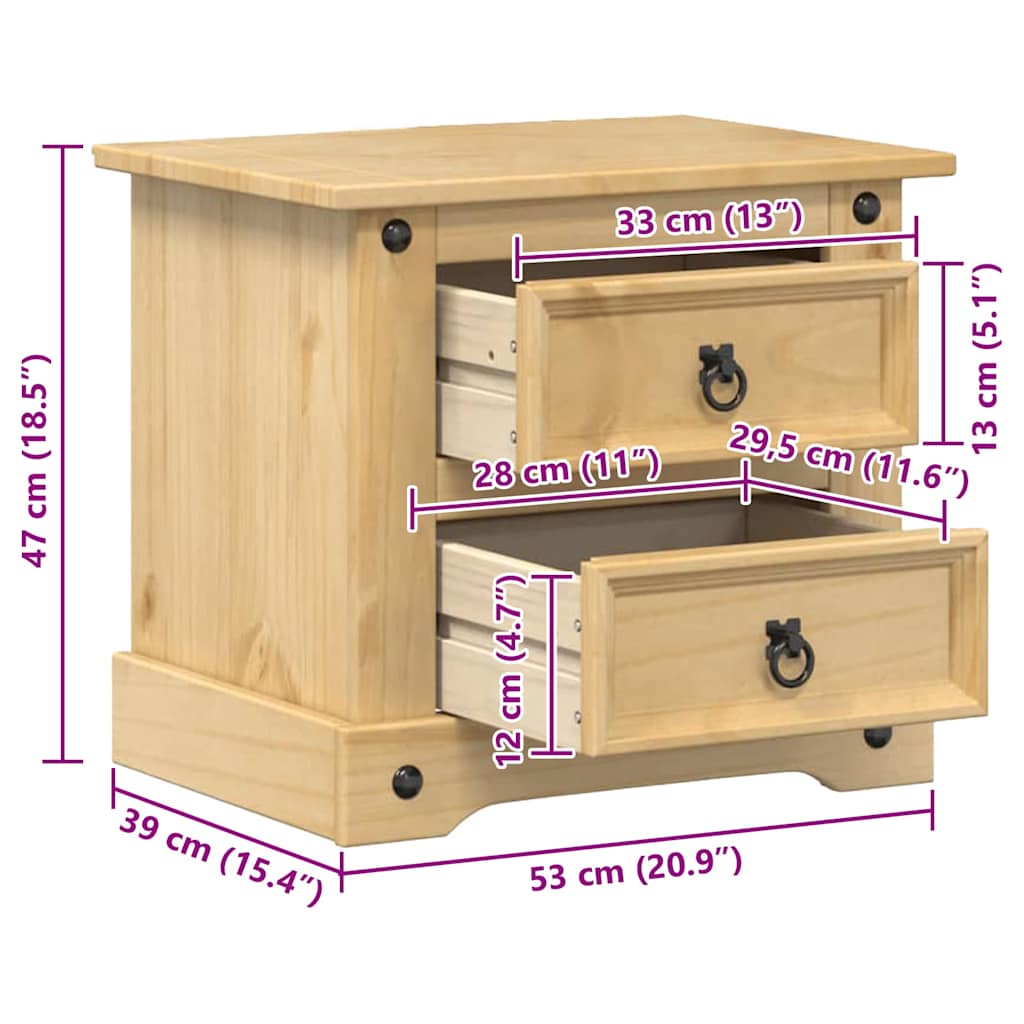 vidaXL Bedside Cabinet Corona 53x39x47 cm Solid Wood Pine