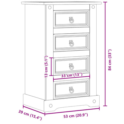 vidaXL Bedside Cabinet Corona 53x39x84 cm Solid Wood Pine