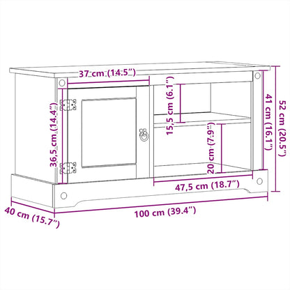 vidaXL TV Cabinet "Corona" 100x40x52 cm Solid Wood Pine