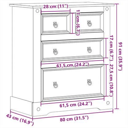 vidaXL Chest of Drawers Corona 80x43x91 cm Solid Wood Pine