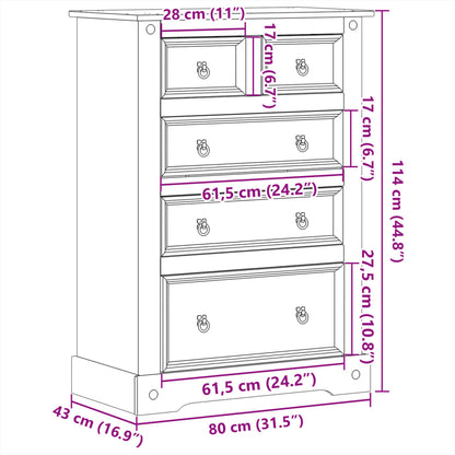 vidaXL Chest of Drawers Corona 80x43x114 cm Solid Wood Pine