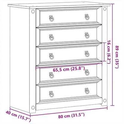 vidaXL Chest of Drawers "Corona" 80x40x89 cm Solid Wood Pine