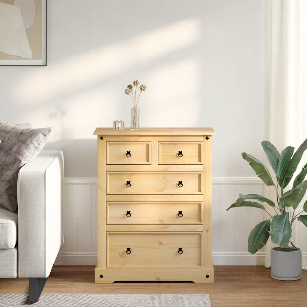 vidaXL Chest of Drawers "Corona" 92x48x114 cm Solid Wood Pine