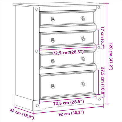 vidaXL Chest of Drawers Corona 92x48x114 cm Solid Wood Pine