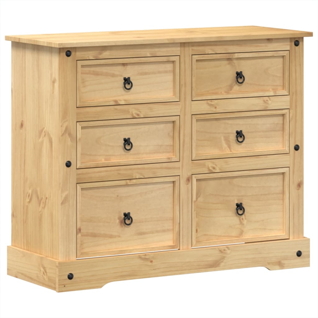 vidaXL Chest of Drawers "Corona" 110x43x91 cm Solid Wood Pine