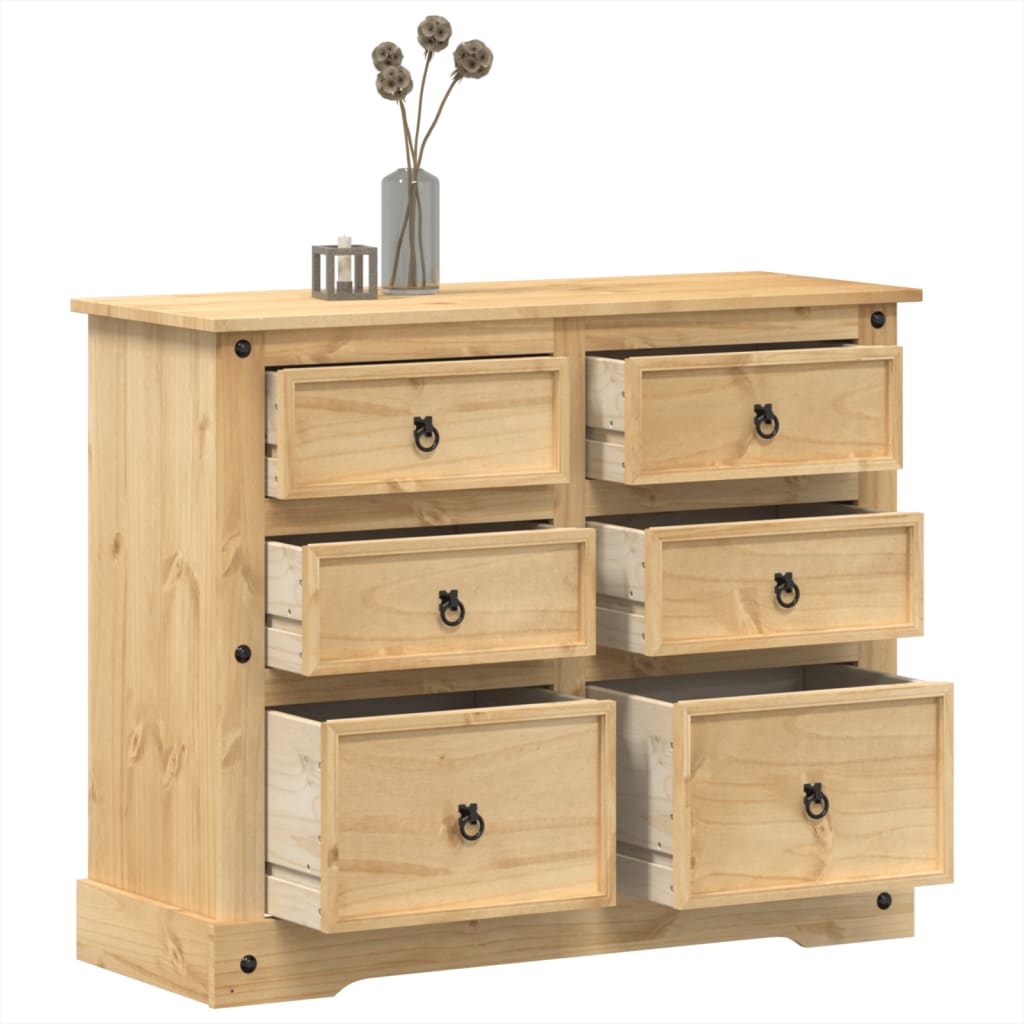 vidaXL Chest of Drawers "Corona" 110x43x91 cm Solid Wood Pine