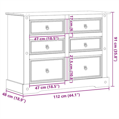 vidaXL Chest of Drawers Corona 112x48x91 cm Solid Wood Pine