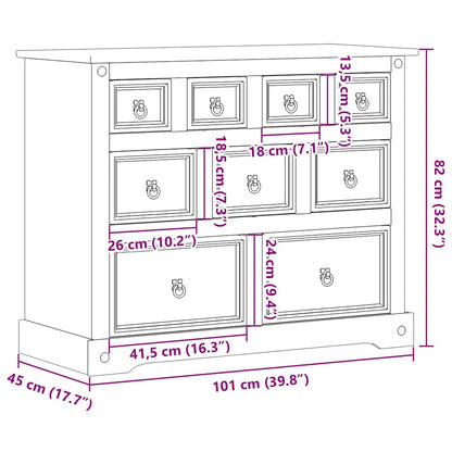 vidaXL Chest of Drawers Corona 101x45x82 cm Solid Wood Pine